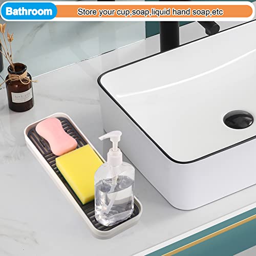 Soap Tray for Kitchen Sink, Soap Sponge Dish Holder with Detachable Drain Tray, Sink Organizer Storage Tray for Kitchen Bathroom (Blue White, 1 Pack)