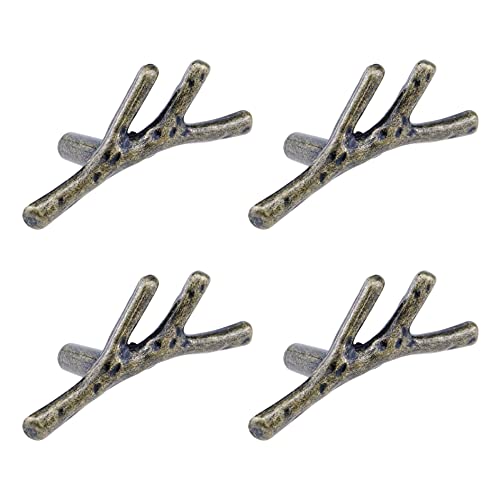 Faotup 4PCS Zinc Alloy Branches Shape Coat Hooks,Hook for Coats on Wall Tree Branch Shape,Decorative Branch Wall Hook Bronze,Branch Coat Hooks,Branch Wall Hooks for Hanging,2.67×1.22×0.91inches