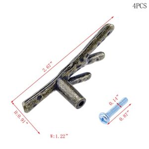 Faotup 4PCS Zinc Alloy Branches Shape Coat Hooks,Hook for Coats on Wall Tree Branch Shape,Decorative Branch Wall Hook Bronze,Branch Coat Hooks,Branch Wall Hooks for Hanging,2.67×1.22×0.91inches