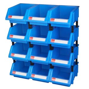 aerkaa stackable storage bins hardware storage organizer tool organizers and storage(blue,pack of 12)