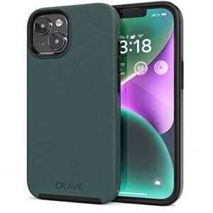 crave dual guard for iphone 14, shockproof protection dual layer case for apple iphone 14 (6.1") - forest green