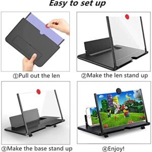 POTUINOM 18 Inch Phone Screen Magnifier 3D HD Enlarger Projector Foldable Phone Stand Holder with Screen Amplifier Compatible with All Smartphones