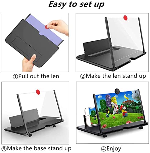 POTUINOM 18 Inch Phone Screen Magnifier 3D HD Enlarger Projector Foldable Phone Stand Holder with Screen Amplifier Compatible with All Smartphones