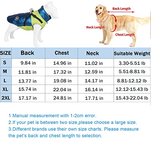 Dog Winter Coats Cold Weather Warm Jacket Reflective Waterproof and Windproof Dog Vest with D-Ring for Leash Pet Clothes for Small Medium Large Dogs (XX-Large, Blue)