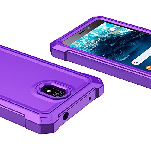 for Nokia C100 Case,Nokia C100 Phone Case with Screen Protector,Front Back Full Body Protective Design Frosted PC Back Soft TPU Bumper Raised Corner Shockproof Phone Cover Case for Nokia C100 Purple