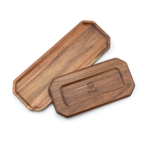 Set of 2 Solid Acacia Wood Serving Trays 16" and 12" Rectangular Wooden Serving Platters for Dessert, Food, Vegetables, Fruit, Charcuterie, Appetizer Serving Tray, Cookie Platter Cheese Board