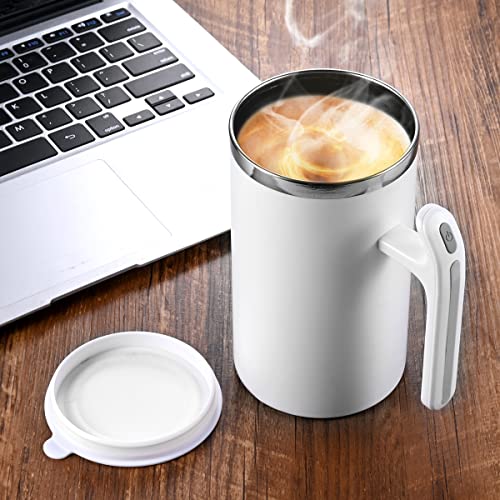 S+ Stainless Steel Self Stirring Mug Suitable for Coffee/Milk/fruit juice (White)