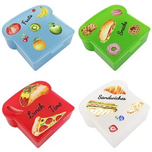 4pcs sandwich containers for lunch boxes, plastic food storage sandwich containers, 20 oz toast shape sandwich box, reusable sandwich box for meal lunch prep, bpa free, microwave & dishwasher safe