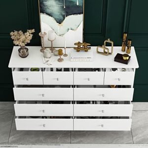 FAMAPY Chest of Drawers 10 Drawer Chest Dresser Wood Dresser, Wooden Legs, Drawer Organization for Bedroom Closet White (55.1”W x 15.7”D x 35.4”H)