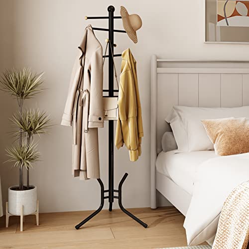 Wisdom Star Coat Racks Freestanding, 12 Hooks Coat Tree Used in the Bedroom Living Room Office, Coat Hanger Stand Coat Rack Stand Can be Hang Clothes, Hats, Bags, Black