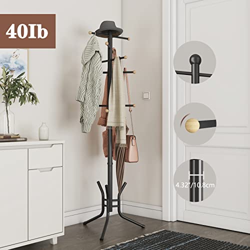 Wisdom Star Coat Racks Freestanding, 12 Hooks Coat Tree Used in the Bedroom Living Room Office, Coat Hanger Stand Coat Rack Stand Can be Hang Clothes, Hats, Bags, Black