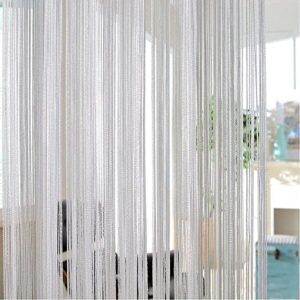 DLD String Curtains Beaded Door Curtain,Curtains Panel Divider Window Door Fly Screen for Door Wall and Window Decoration,200cm x 100 cm(200cm*100 cm,Silver), (HGB-400)