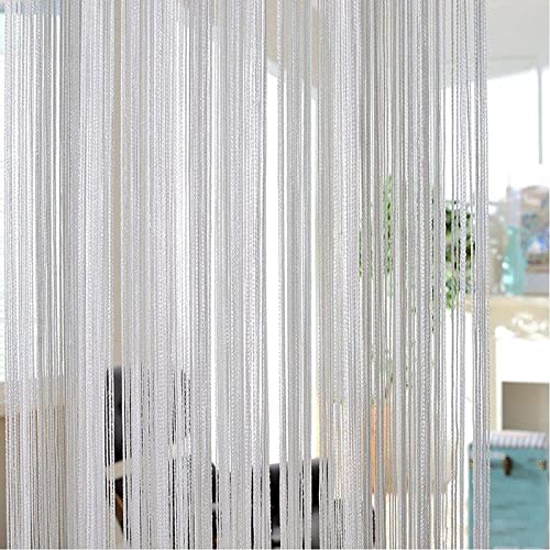 DLD String Curtains Beaded Door Curtain,Curtains Panel Divider Window Door Fly Screen for Door Wall and Window Decoration,200cm x 100 cm(200cm*100 cm,Silver), (HGB-400)