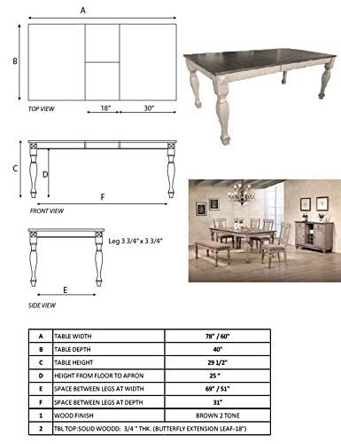 Pilaster Designs Indoor Home Decorative Furniture Joanna 8 Piece Extendable Dining Set, Brown Wood & Polyester (Table, Six Queen Anne Back Chairs & Buffet Server)