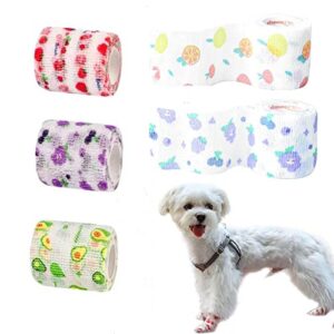 yeduzyn 5 rolls self adhesive bandages disposable dog boots dog shoes elastic stickers dog walking artifact wound dressing dog feet protection 5.0cm width