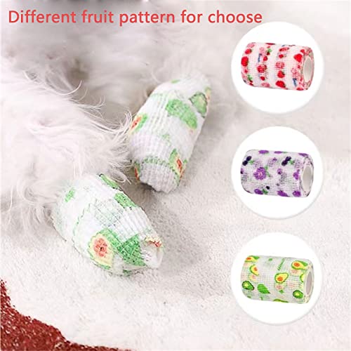 Yeduzyn 5 Rolls Self Adhesive Bandages Disposable Dog Boots Dog Shoes Elastic Stickers Dog Walking Artifact Wound Dressing Dog Feet Protection 5.0cm Width