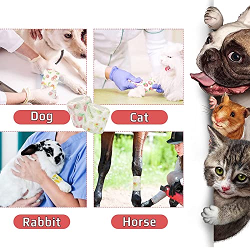 Yeduzyn 5 Rolls Self Adhesive Bandages Disposable Dog Boots Dog Shoes Elastic Stickers Dog Walking Artifact Wound Dressing Dog Feet Protection 5.0cm Width