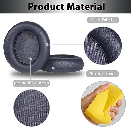 Q30 Protein Leather Earpads for Anker Soundcore Life Q30 by Anker Life Q35 Headphone Headsets Earmuff Repair Part Q35 Noise Cancelling Ear Covers Cushions (Dark Blue)