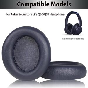 Q30 Protein Leather Earpads for Anker Soundcore Life Q30 by Anker Life Q35 Headphone Headsets Earmuff Repair Part Q35 Noise Cancelling Ear Covers Cushions (Dark Blue)