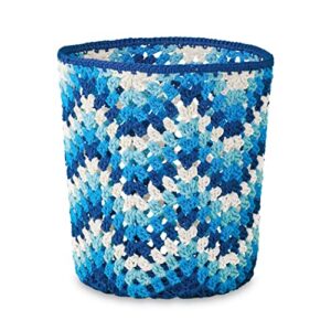 collections etc crochet chevron pattern decorative wastebasket