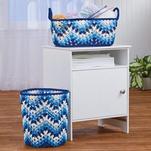 Collections Etc Crochet Chevron Pattern Decorative Wastebasket