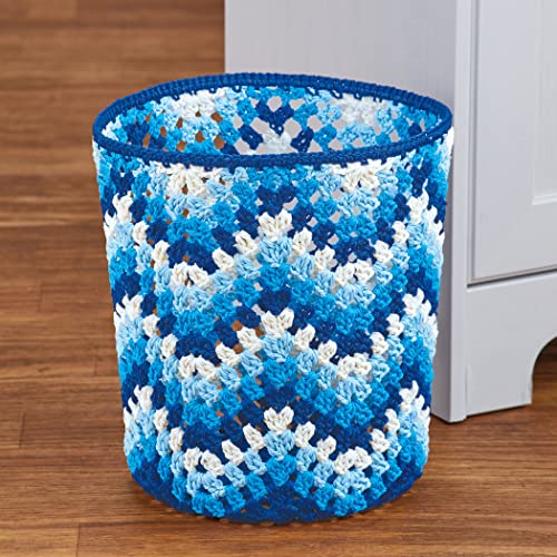 Collections Etc Crochet Chevron Pattern Decorative Wastebasket