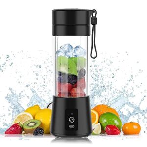 portable blender, 13.5 oz personal size juicer cup for smoothies and shakes, usb rechargeable with six blades, for sports travel and outdoors - blue,black,green,pink,yellow,purple super blender. (black)