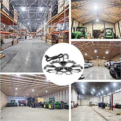 Fucoda 250W LED High Bay Light 35,000LM Industrial Commercial LED Shop Light with 5’ Cables Plug High Bay LED Lights for Commercial Warehouse Workshop Garage Factory Barn Low Bay Area Light- 2 Pack