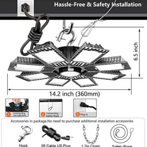 Fucoda 250W LED High Bay Light 35,000LM Industrial Commercial LED Shop Light with 5’ Cables Plug High Bay LED Lights for Commercial Warehouse Workshop Garage Factory Barn Low Bay Area Light- 2 Pack