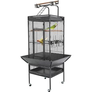 bestpet 61-inch wrought iron large bird cage with play top and rolling stand parrot cage bird cages for parakeets parrots conures lovebird cockatiel cockatoo chinchilla finch cage macaw