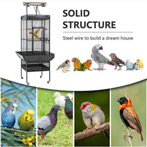 BestPet 61-inch Wrought Iron Large Bird Cage with Play Top and Rolling Stand Parrot Cage Bird Cages for Parakeets Parrots Conures Lovebird Cockatiel Cockatoo Chinchilla Finch Cage Macaw