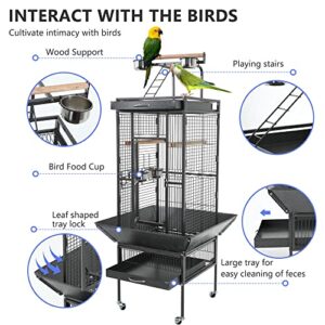 BestPet 61-inch Wrought Iron Large Bird Cage with Play Top and Rolling Stand Parrot Cage Bird Cages for Parakeets Parrots Conures Lovebird Cockatiel Cockatoo Chinchilla Finch Cage Macaw