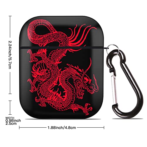 Case Cover for AirPods 1 & 2 Red Dragon Full Body Protection Case Earphone Earset Case Hard PC Cover