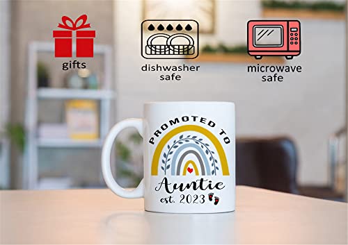 Qsavet New Baby Reveal Gift For Aunt 2023, Promoted to Aunt 2023 Mug, New Aunt Mug, Gifts For New Aunt 2023, Pregnancy Announcement For New Aunt, 11oz Coffee Mug Gift For New Aunt, Future Auntie 2023