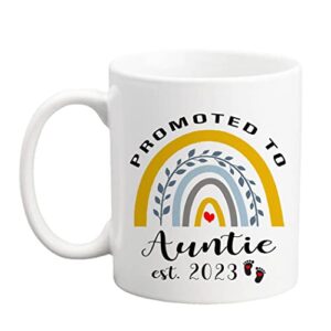 qsavet new baby reveal gift for aunt 2023, promoted to aunt 2023 mug, new aunt mug, gifts for new aunt 2023, pregnancy announcement for new aunt, 11oz coffee mug gift for new aunt, future auntie 2023