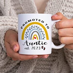 Qsavet New Baby Reveal Gift For Aunt 2023, Promoted to Aunt 2023 Mug, New Aunt Mug, Gifts For New Aunt 2023, Pregnancy Announcement For New Aunt, 11oz Coffee Mug Gift For New Aunt, Future Auntie 2023