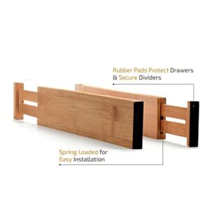 Expandable Bamboo Drawer Dividers, Adjustable Utensil Organizer Separators, 43cm