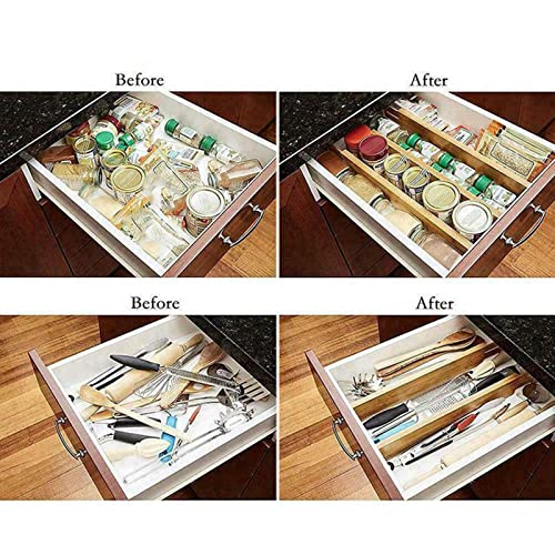 Expandable Bamboo Drawer Dividers, Adjustable Utensil Organizer Separators, 43cm