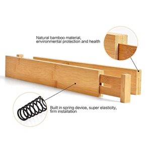 Expandable Bamboo Drawer Dividers, Adjustable Utensil Organizer Separators, 43cm