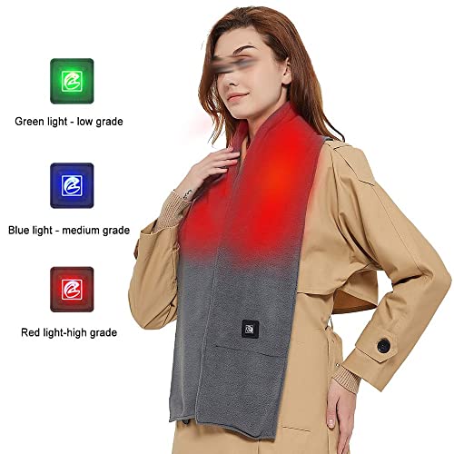 EYHLKM 3 Gear Ajustable Electric Heating Scarf Scarves Fleece Cosy Warm Scarf Shawl Heating Winter Blanket with Battery Box (Color : Black, Size : 145 * 18cm)