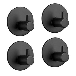 sticky round sus304 stainless steel round hooks 4-pack can be used on walls in kitche bathroom living room office etc hanging coat hat towel robe keys clothe towel hooks (black)