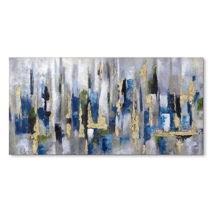 yuegit abstract wall art paintings for wall decorations : blue canvas wall art coastal pictures for living room wall decor canvas framed office wall art ready to hang 20x40 inch