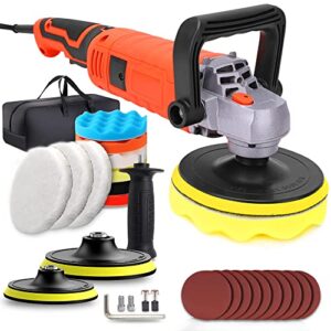 Buffer Polisher, Powerful Buffer Waxer, 7-Speed Rotary Polisher with 6" and 7" Backing Plate, 1580W Rotary Polisher for Car Polishing, Waxing, Glaze, Sanding