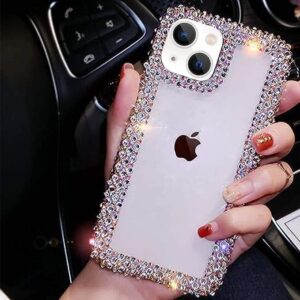 Bonitec Compatible with iPhone 14 Case for Women Girls 3D Glitter Sparkle Bling Case Luxury Shiny Cute Crystal Charms Rhinestone Diamond Bumper Clear Protective Cases Cover Clear