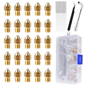 comgrow 25pcs mk8 ender 3 v2 nozzles 0.4mm, 3d printer brass hotend nozzles with diy tools storage box for creality ender 3/ender 3 pro/ender 3 max/5 pro/ender 3 s1/ender 3 neo/cr 10 series 3d printer