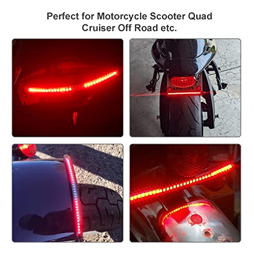 Motorcycle Tail Lights, Universal 48 Led Two-color Light Bar Stop Turn Signal Lights All-in-one for Motorcycle Waterproof Flexible Light (Yellow + Red)