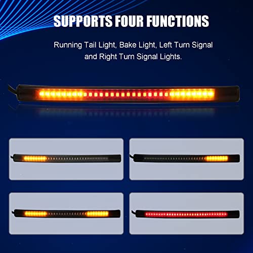 Motorcycle Tail Lights, Universal 48 Led Two-color Light Bar Stop Turn Signal Lights All-in-one for Motorcycle Waterproof Flexible Light (Yellow + Red)