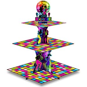 1970's disco party decorations retro disco cupcake stand 70's disco fever music party favors cupcake holder dance disco party dessert tower for disco theme birthday party supplies