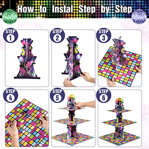 1970's Disco Party Decorations Retro Disco Cupcake Stand 70's Disco Fever Music Party Favors Cupcake Holder Dance Disco Party Dessert Tower for Disco Theme Birthday Party Supplies