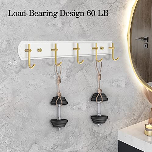 Mndstek Coat Rack Wall Mount, Small Leather Wall Hooks, Coat Hooks with 5 Hooks, Entryway Hanging Coat Rack Hat Racks Hooks for Bathroom, Bedroom, Closet Room